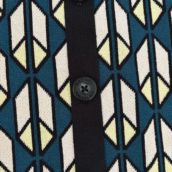 RACHEL Rachel Roy Blue and Cream Knit Top - Picture 7 of 9